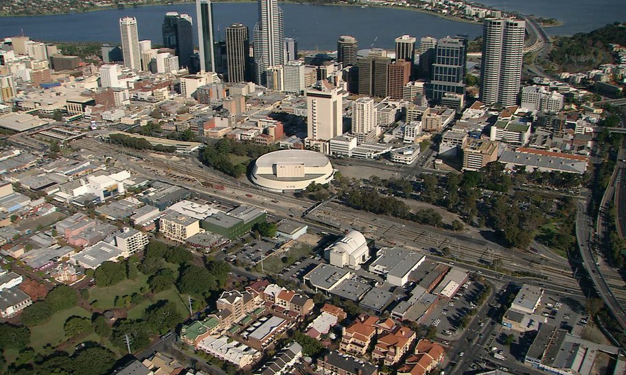 Western Perth before rail undergrounding